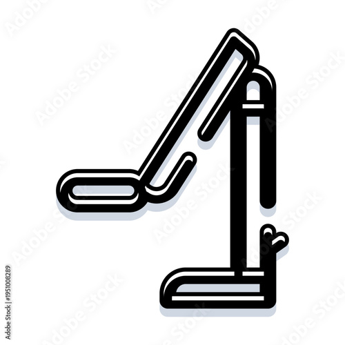 Gym bench press station with neatly racked barbell, minimalist black and white outline evoking strength training, bodybuilding and focused workout routine for fitness goals