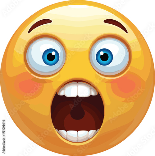 Shocked yellow emoji face with wide eyes and open mouth surprised