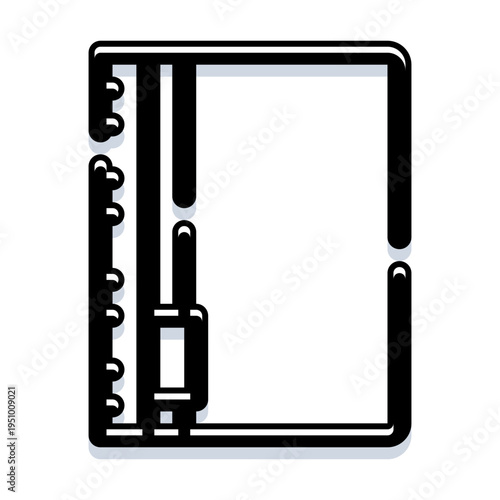 Minimalist outline icon depicting a wire bound notebook or planner, representing concepts of organization, planning, scheduling, and personal management