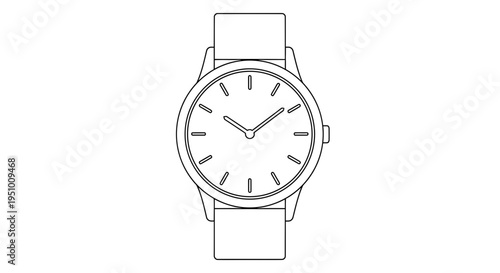 Minimalist Line Art Watch Icon: Simple Elegant Timepiece Illustration
