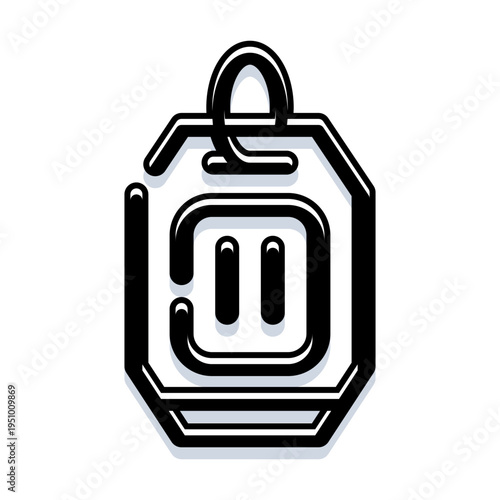Price tag icon with modern pause media player symbol, representing temporary hold, paused sale or item status in e commerce, retail and ui design contexts