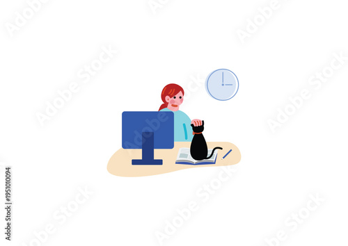 リモートで働く女性のイラスト