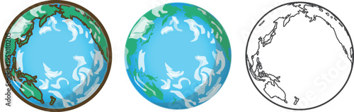 地球（太平洋・オセアニア・アジア・アメリカ）