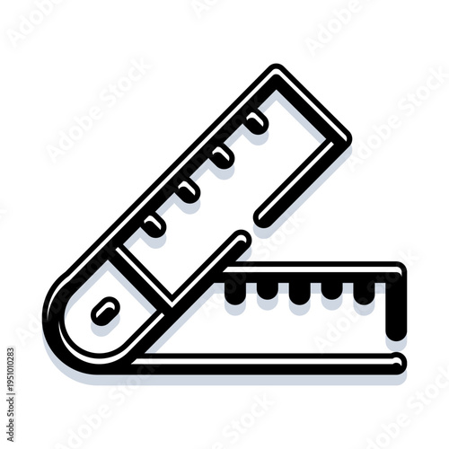Folding ruler icon showing precise linear measurement and scale for architecture, design, engineering and education minimalist black and white vector symbol of accuracy and planning