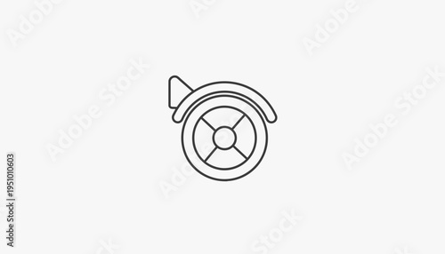Minimalist Line Art Icon of a Scooter Wheel with Fender on White Background