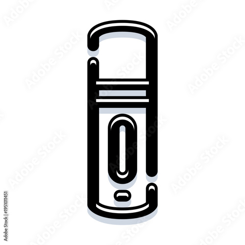 Insulated food container flask with a carabiner handle, perfect for keeping drinks and meals warm or cold during outdoor activities, picnics, and travel in a simple outline graphic style