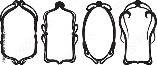 Foto Art Nouveau Style Vector Border Set: Elegant Vintage Decorative Frames with Orga
