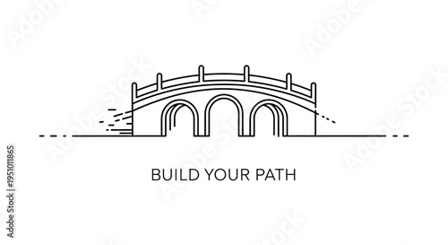 Minimalist Bridge Icon: Build Your Path Concept, Architectural Archway, Journey Symbol