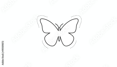 Minimalist Butterfly Outline with Dotted Wings - Simple Line Art Icon