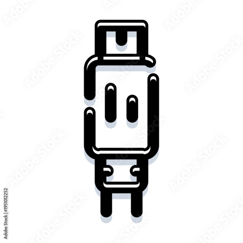 Usb flash drive icon representing portable digital storage, data transfer and modern computingclean black and white outline on white background for tech and business designs