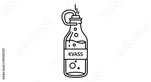 Kvass Bottle Icon: Traditional Fermented Drink, Refreshing Beverage, Healthy Lifestyle