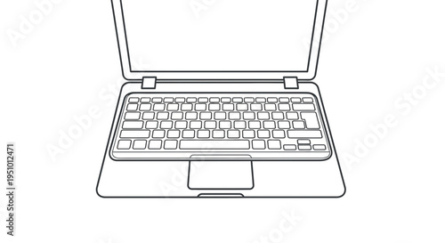 Laptop Keyboard and Trackpad - Minimalist Line Art Illustration