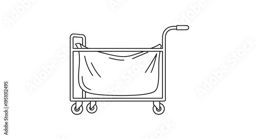 Laundry Cart with Bag on Wheels, Hotel Service Trolley, Cleanliness Equipment