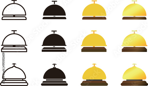 卓上の呼び鈴マークの色んなバリエーションの素材セット