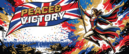 Victory Commemoration Dynamic Heroic Pose Fantasy Comic Art