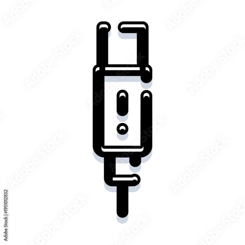 Usb connector illustrating charging, data transfer and power delivery for smartphones and electronic devices, minimalist black and white line art icon suitable for tech projects