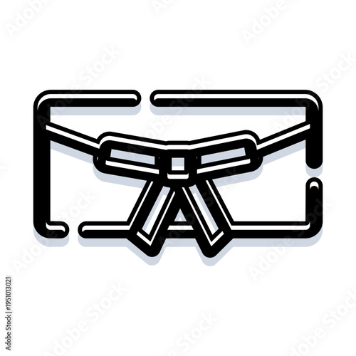 Martial arts black belt icon symbolizing achievement, rank, discipline, training, and combat sports, presented with a modern outline style including a subtle shadow on a white background