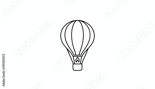 Hot Air Balloon Outline Icon, Vector Illustration