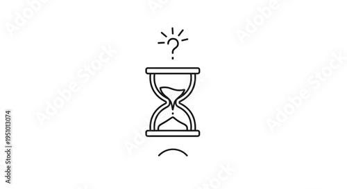 Hourglass with Question Mark and Lightbulb Icon: Time Management, Ideas, and Uncertainty