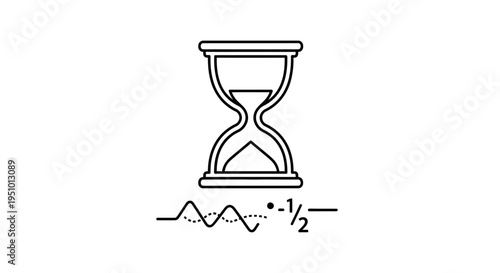 Hourglass and scientific formula, concept of time, physics, measurement, and science