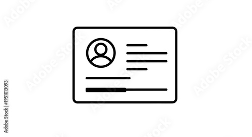 ID Card Icon Vector Illustration, Identification Card Symbol, Personal Data Document