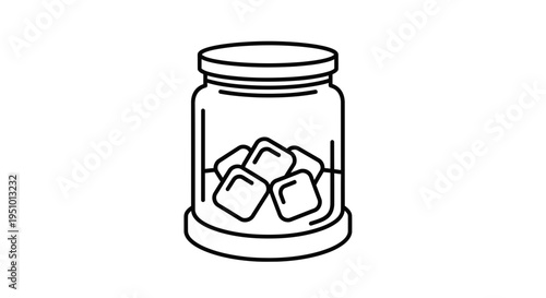 Jar with Ice Cubes Icon: Refreshment, Cold Drinks, and Summer Vibes
