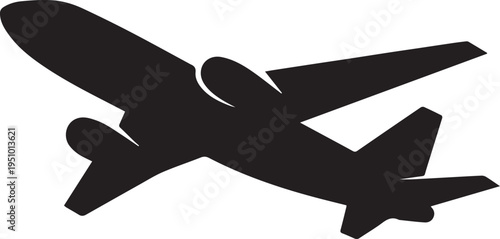 Airplane silhouette flying through clear sky transportation travel concept