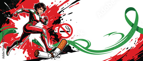 Healthy Youth Crushing Cigarette for World No Tobacco Day Awareness