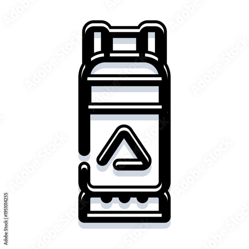 Gas cylinder icon representing fuel storage, energy supply and power generation for domestic and commercial use, simple bold outline suitable for utility, heating, cooking contexts