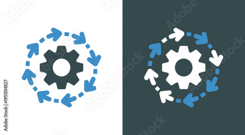 Gear process cycle with arrows showing workflow automation and system loop concept illustration