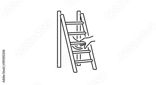 Hand Reaching for Ladder Rungs with Smiling Face Drawn on One