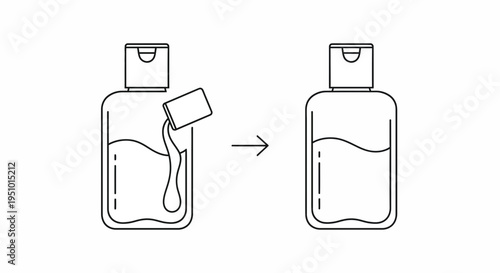 Hand Sanitizer Bottle Refill Process: Emptying Old Liquid into New Container