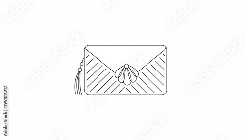 Handbag Clutch Envelope Style with Seashell Clasp and Tassel
