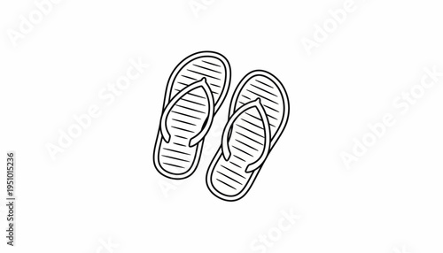 Hand-Drawn Flip Flops Icon, Summer Beach Footwear, Simple Line Art