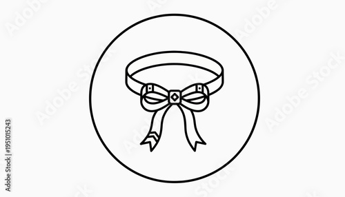 Hand-drawn icon of a bow tie collar, symbolizing fashion, pets, and accessories