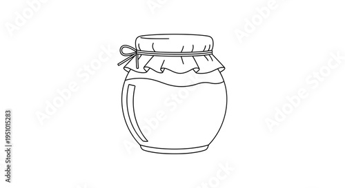 Hand-drawn illustration of a honey jar with a bow tie
