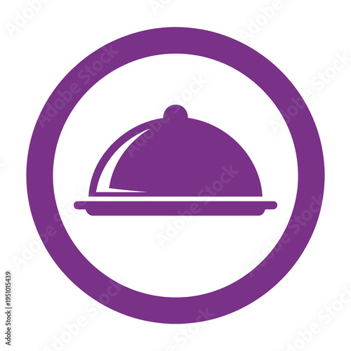 Purple cloche dish icon in circle symbolizing food service and cuisine