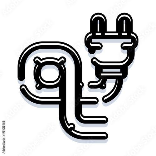 Email symbol connecting with an electric power plug, illustrating the conceptual link between digital communication, online messaging, and energy power delivery