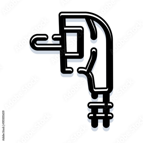 Orthopedic bone clamp illustration representing medical equipment used in surgery for fracture reduction and fixation, aiding in trauma treatment and healing