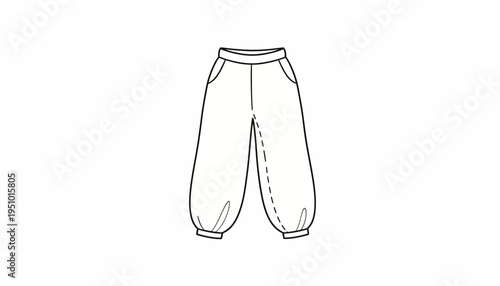Fashion Illustration: Boho Harem Pants with Pockets, Front View
