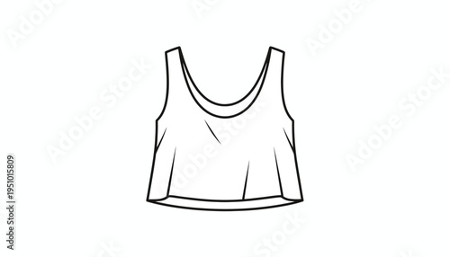 Fashion illustration of a sleeveless crop top with a wide neckline and flared hem