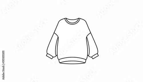 Fashion illustration of a white sweatshirt with balloon sleeves and ribbed cuffs on a white background.