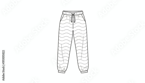 Fashion Illustration: Stylish Jogger Pants with Wave Pattern and Drawstring Waist
