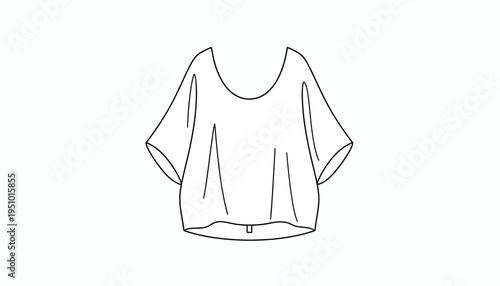 Fashion Sketch: Loose Fit Dolman Sleeve Top with Scoop Neckline - Vector Illustration