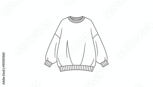Fashion sketch of a cozy oversized sweater with balloon sleeves and ribbed details