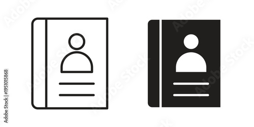 Address book icon pack flat vector in outline