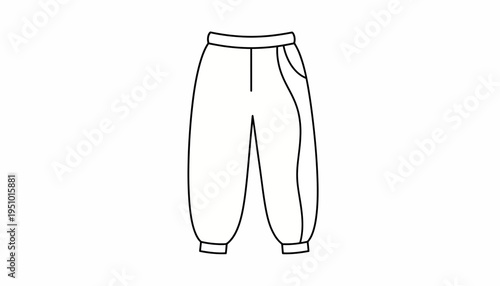 Fashionable Jogger Pants Outline, Casual Wear, Apparel Design