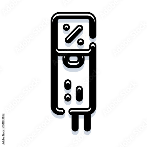 Icon depicting a vertical handheld calculator or computing tool with a percentage symbol on its display, representing concepts of mathematics, finance, and accounting