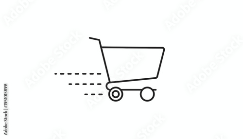 Fast Shopping Cart Icon with Motion Lines - Online Shopping Speed Concept