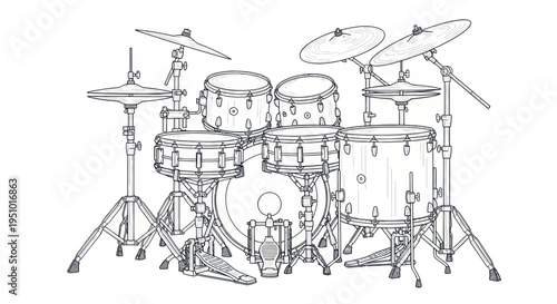 Drum Kit Outline Illustration